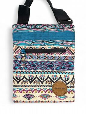 Dakine Jive Crossbody Bag Boho Southwest Blue Canvas Purse Geometric 7.5" x 9.5"